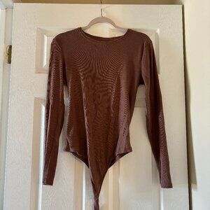 Abercrombie Long Sleeve Bodysuit Taupe size medium